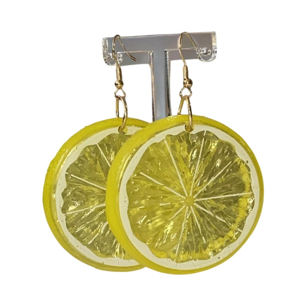 New Lemon Fruit Citrus Slices Earrings Lightweight Dangle Summer Food Candy Cute